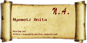 Nyemetz Anita névjegykártya